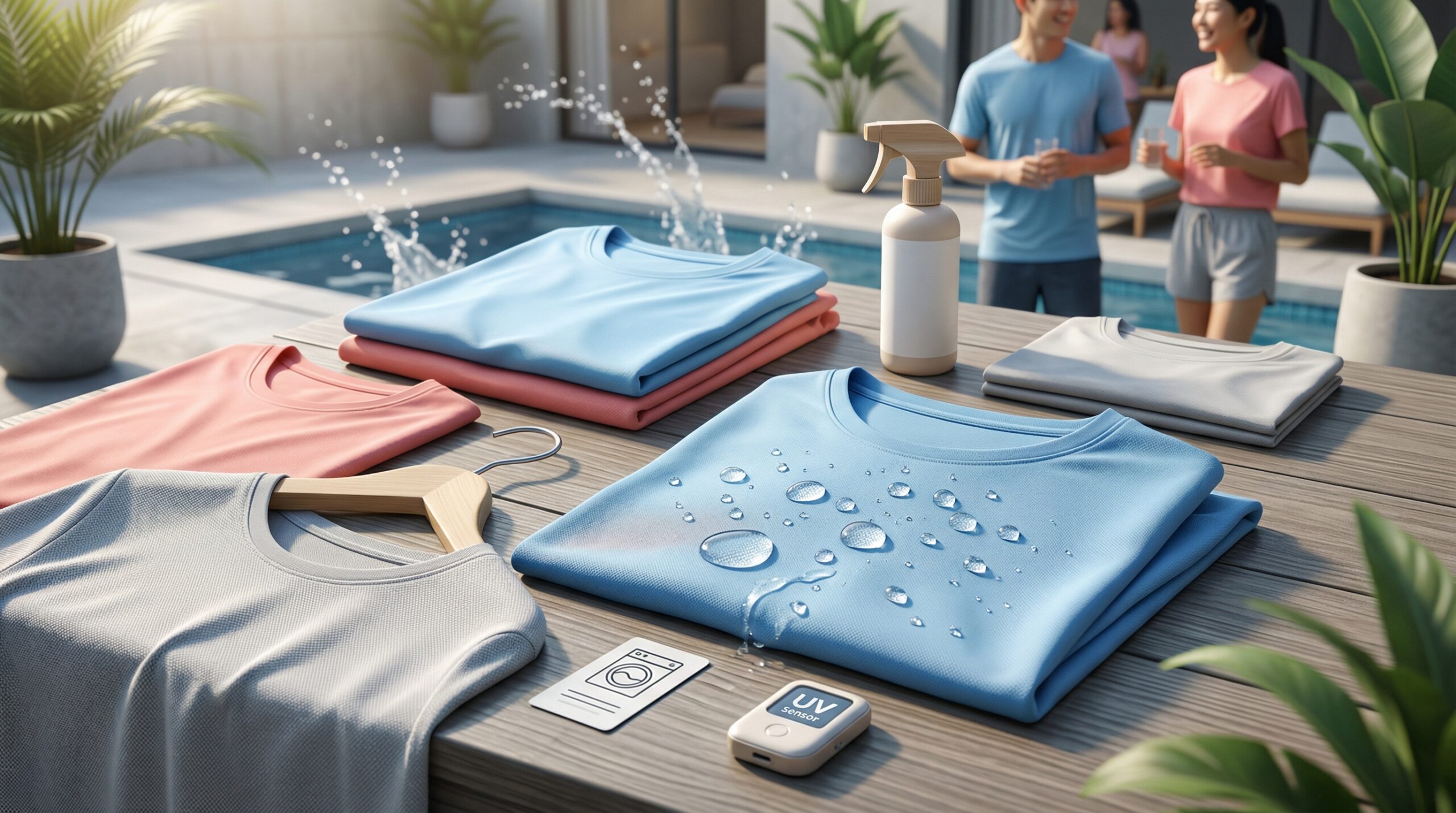 ภาพประกอบ ทำความเข้าใจเสื้อยืดกันน้ำสงกรานต์กับเทคโนโลยีป้องกัน UV: วัสดุ สี และผลกระทบของการเปียกน้ำต่อประสิทธิภาพ จากบทความ คำถามที่พบบ่อยเกี่ยวกับเสื้อยืดกันน้ำสงกรานต์: วิธีเลือกและดูแลรักษาเพื่อปกป้องผิวและความสบาย