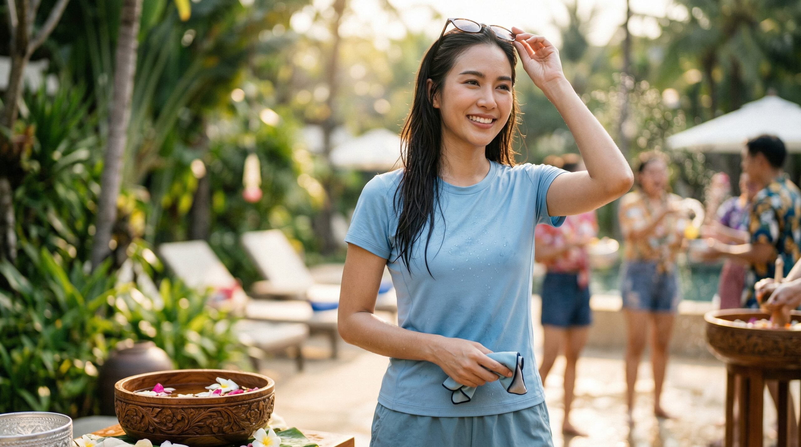 ภาพประกอบ วิธีเลือกและดูแลเสื้อยืดกันน้ำกัน UV ให้เหมาะกับสภาพอากาศไทย พร้อมมาตรการป้องกันแสงแดดเสริมเพื่อสุขภาพผิว จากบทความ คำถามที่พบบ่อยเกี่ยวกับเสื้อยืดกันน้ำสงกรานต์: วิธีเลือกและดูแลรักษาเพื่อปกป้องผิวและความสบาย