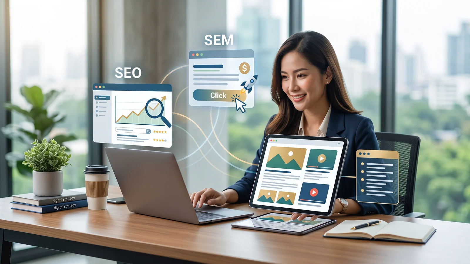 ภาพประกอบ กลุ่มช่องทางสร้างการมองเห็นและดึงลูกค้าใหม่ SEO, SEM และ Content Marketing จากบทความ รวมประเภทการตลาดออนไลน์ 9 แบบ พร้อมตัวอย่างการใช้งานจริงสำหรับ SME